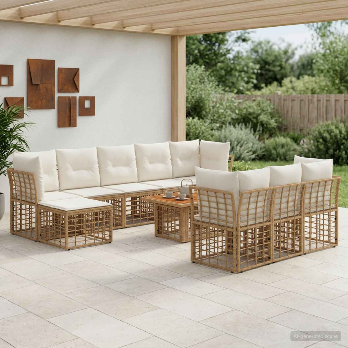 vidaXL Tuinbank Set 11 st Zwart en Donkergrijs poly rattan