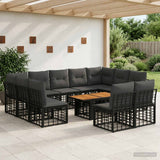 vidaXL Tuinbank Set 12 st Zwart en Donkergrijs poly rattan