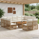 vidaXL Tuinbank Set 12 st Zwart en Donkergrijs poly rattan