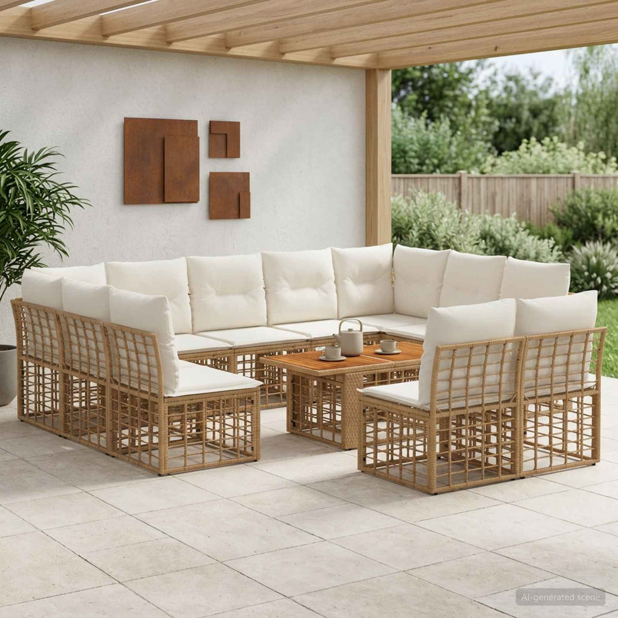 vidaXL Tuinbank Set 12 st Zwart en Donkergrijs poly rattan