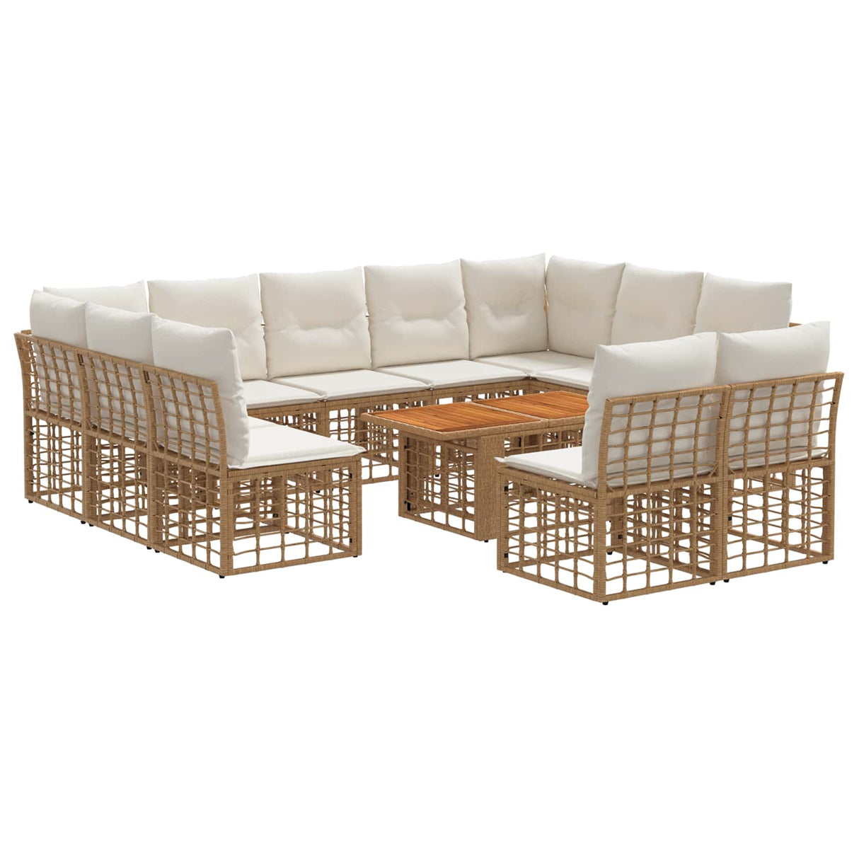 vidaXL Tuinbank Set 12 st Zwart en Donkergrijs poly rattan