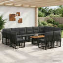 vidaXL Tuinbank Set 13 st Zwart en Donkergrijs poly rattan