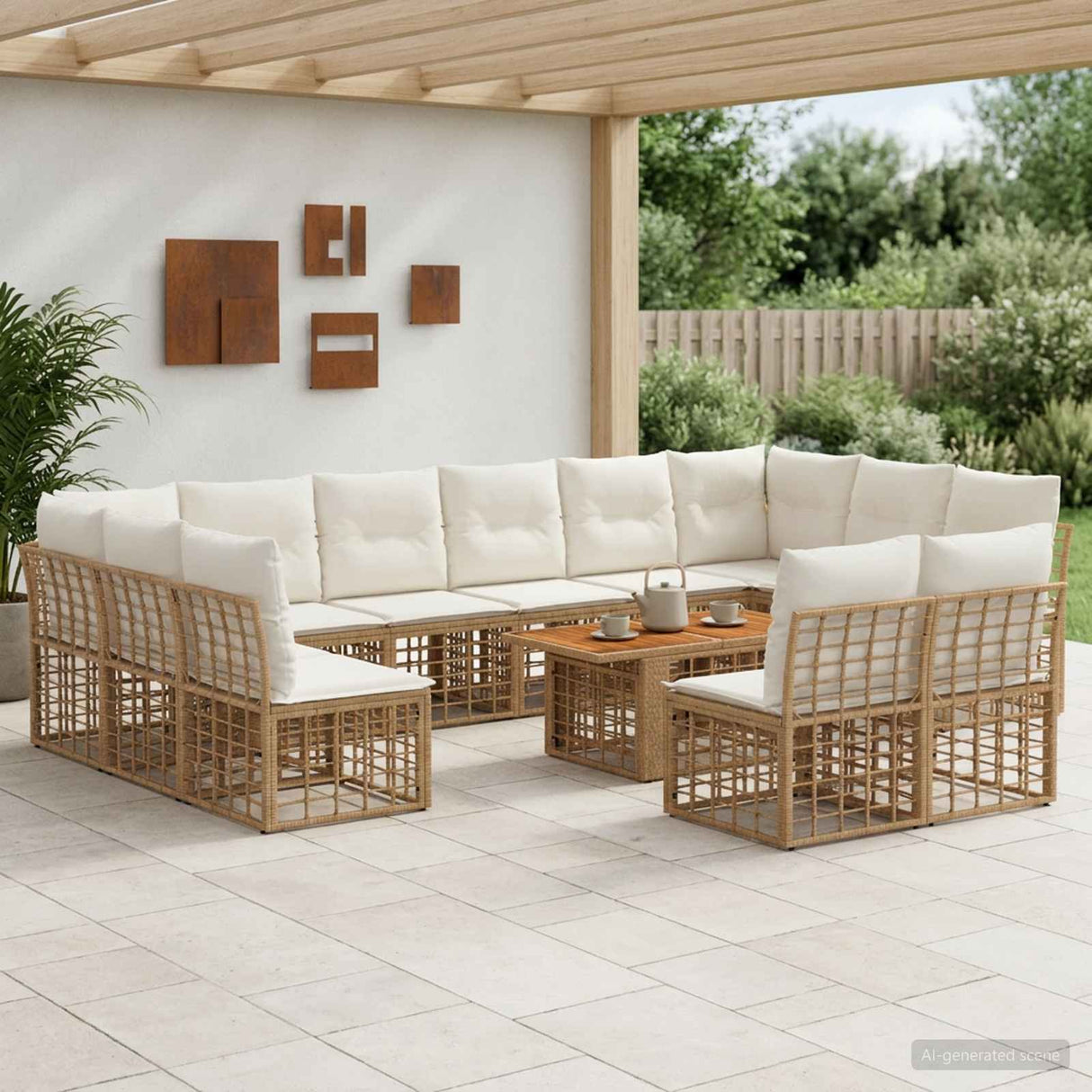 vidaXL Tuinbank Set 13 st Zwart en Donkergrijs poly rattan