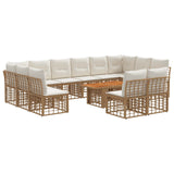 vidaXL Tuinbank Set 13 st Zwart en Donkergrijs poly rattan