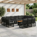 vidaXL Tuinbank Set 14 st Zwart en Donkergrijs poly rattan