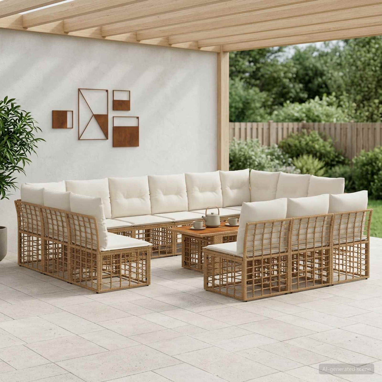 vidaXL Tuinbank Set 14 st Zwart en Donkergrijs poly rattan