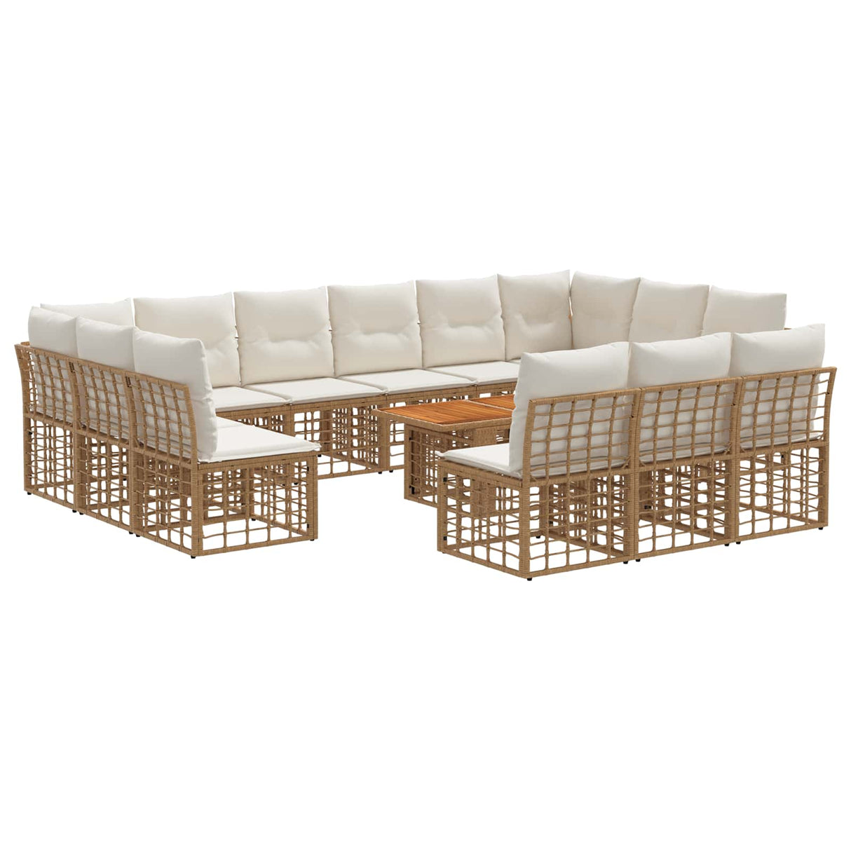 vidaXL Tuinbank Set 14 st Zwart en Donkergrijs poly rattan