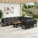 vidaXL Tuinbank Set 12 st Zwart en Donkergrijs poly rattan