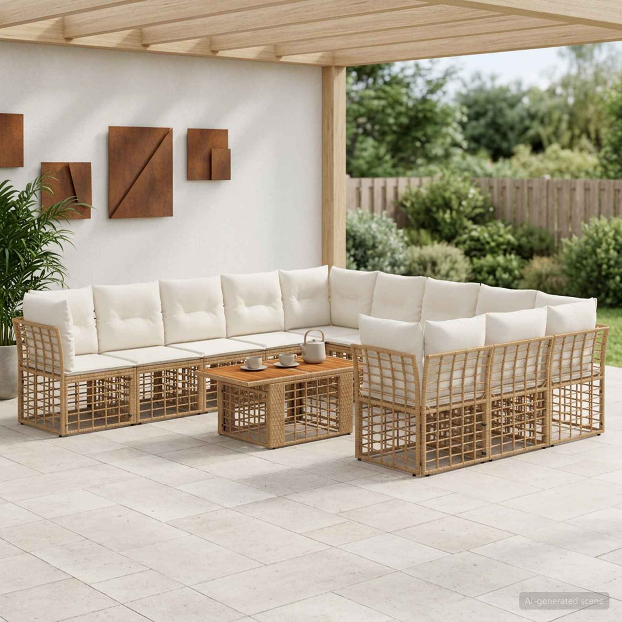 vidaXL Tuinbank Set 12 st Zwart en Donkergrijs poly rattan