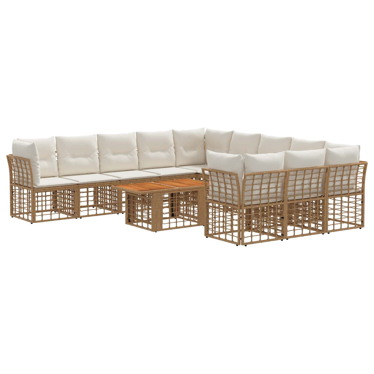 vidaXL Tuinbank Set 12 st Zwart en Donkergrijs poly rattan