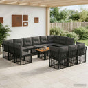 vidaXL Tuinbank Set 14 st Zwart en Donkergrijs poly rattan
