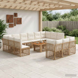 vidaXL Tuinbank Set 14 st Zwart en Donkergrijs poly rattan