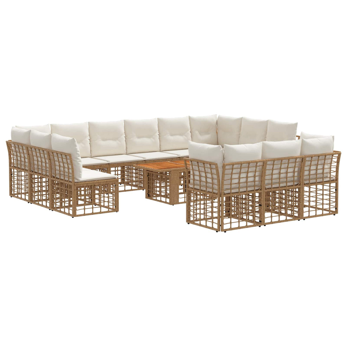 vidaXL Tuinbank Set 14 st Zwart en Donkergrijs poly rattan