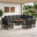 vidaXL Tuinbank Set 13 st Zwart en Donkergrijs poly rattan