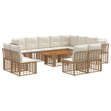 vidaXL Tuinbank Set 13 st Zwart en Donkergrijs poly rattan