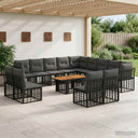 vidaXL Tuinbank Set 14 st Zwart en Donkergrijs poly rattan