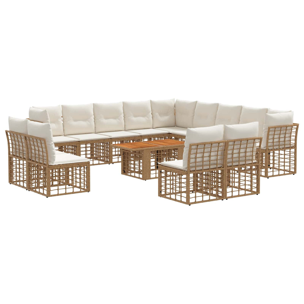 vidaXL Tuinbank Set 14 st Zwart en Donkergrijs poly rattan