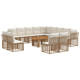 vidaXL Tuinbank Set 14 st Zwart en Donkergrijs poly rattan