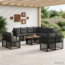 vidaXL Tuinbank Set 12 st Zwart en Donkergrijs poly rattan