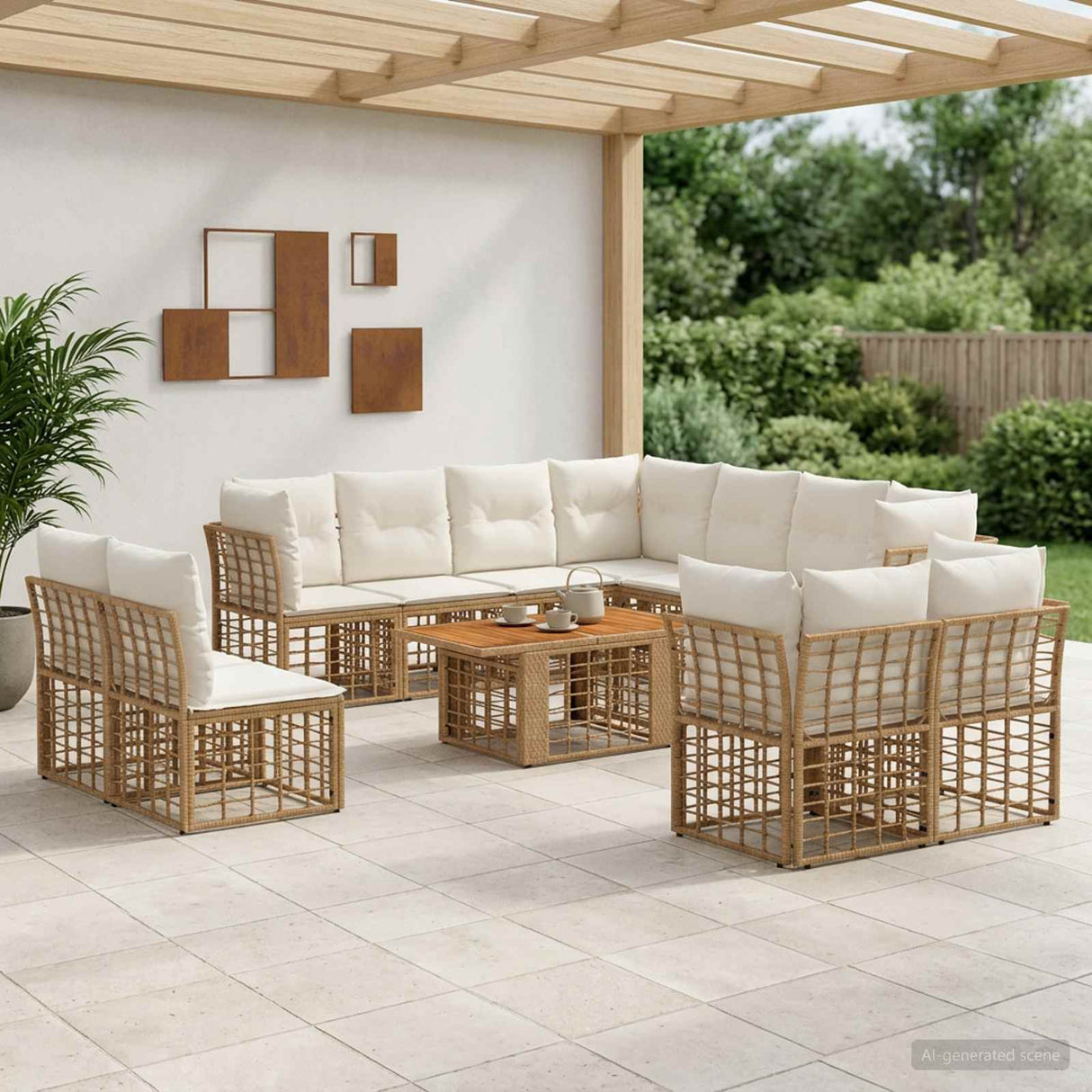 vidaXL Tuinbank Set 12 st Zwart en Donkergrijs poly rattan