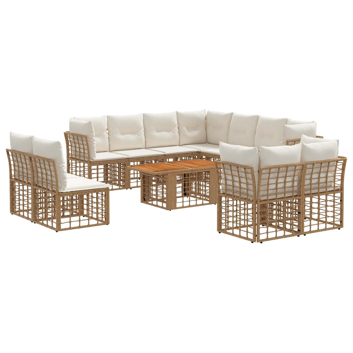 vidaXL Tuinbank Set 12 st Zwart en Donkergrijs poly rattan