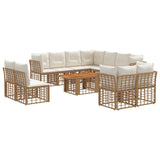 vidaXL Tuinbank Set 12 st Zwart en Donkergrijs poly rattan