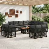 vidaXL Tuinbank Set 13 st Zwart en Donkergrijs poly rattan