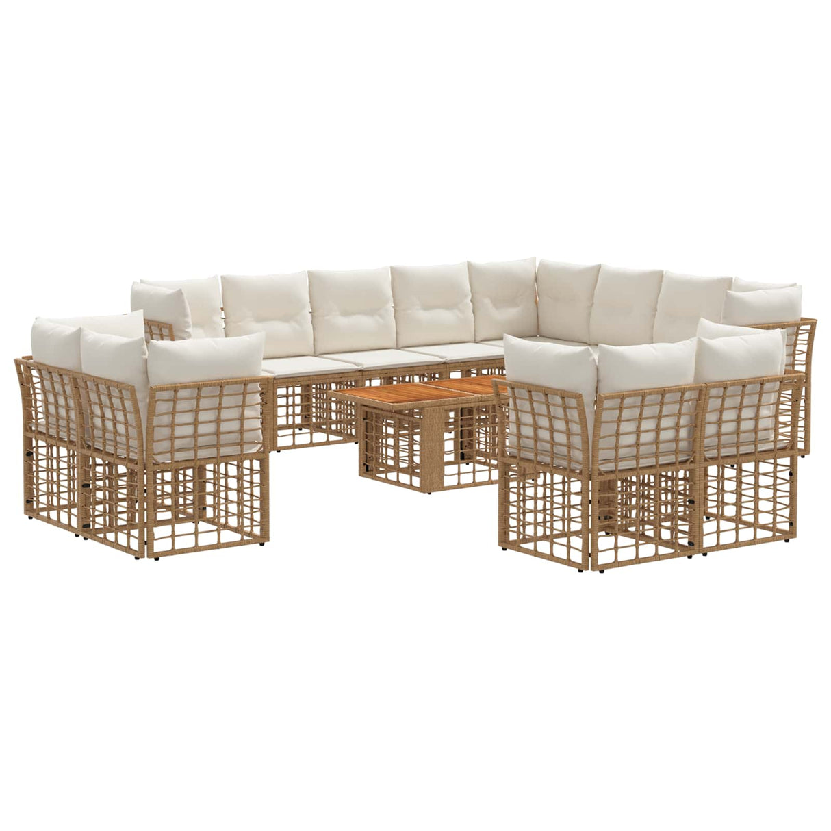 vidaXL Tuinbank Set 13 st Zwart en Donkergrijs poly rattan