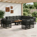 vidaXL Garden Bench Set 14 pcs Black and Dark Grey poly rattan