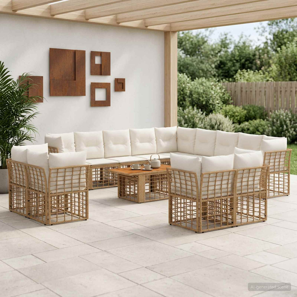 vidaXL Garden Bench Set 14 pcs Black and Dark Grey poly rattan