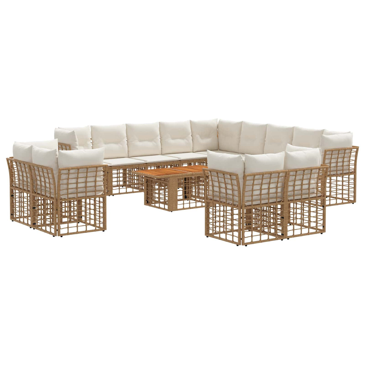 vidaXL Garden Bench Set 14 pcs Black and Dark Grey poly rattan