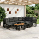 vidaXL Tuinbank Set 10 st Zwart en Donkergrijs poly rattan
