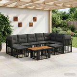 vidaXL Tuinbank Set 10 st Zwart en Donkergrijs poly rattan