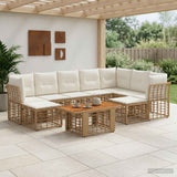 vidaXL Tuinbank Set 10 st Zwart en Donkergrijs poly rattan