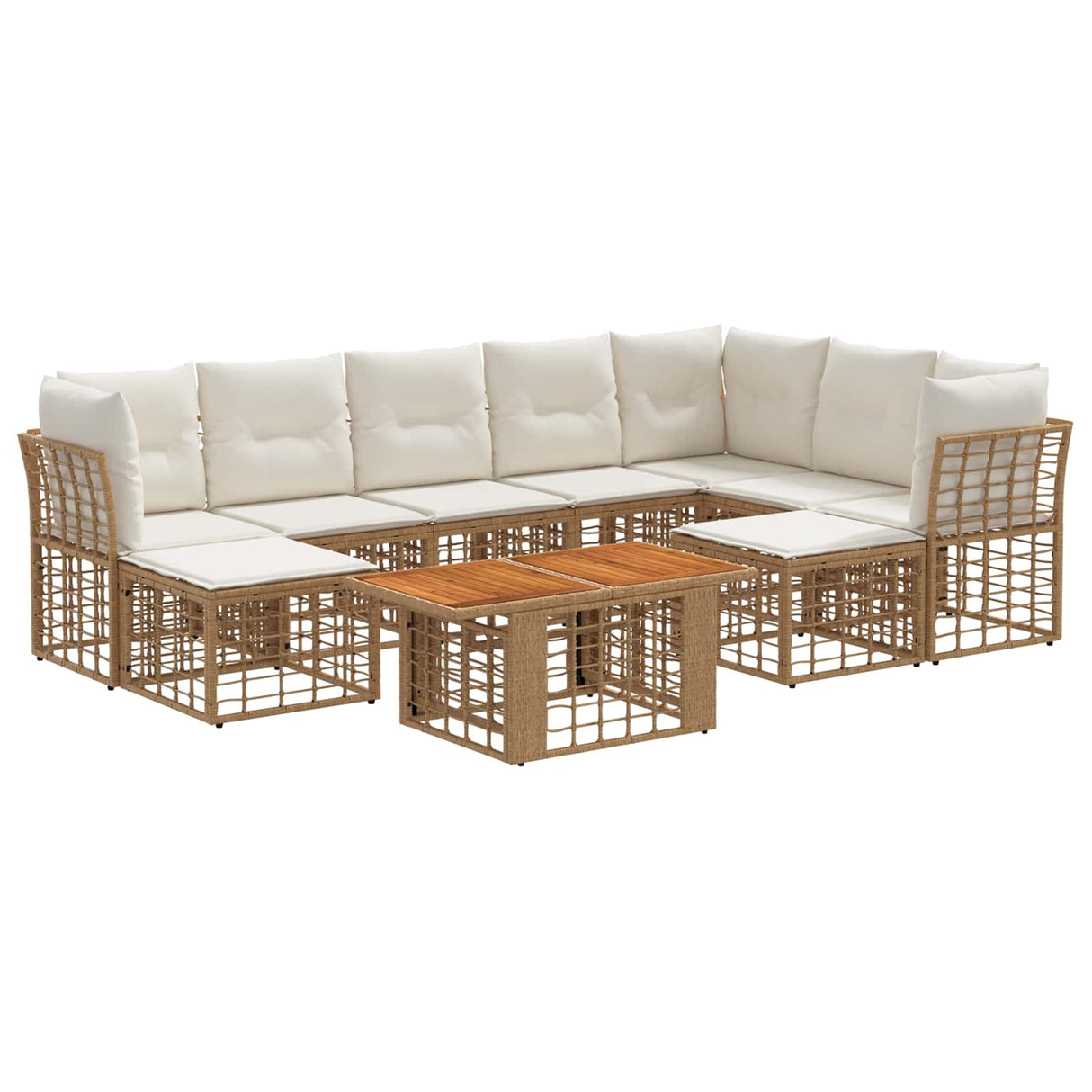 vidaXL Tuinbank Set 10 st Zwart en Donkergrijs poly rattan
