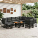 vidaXL Tuinbank Set 11 st Zwart en Donkergrijs poly rattan
