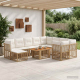 vidaXL Tuinbank Set 11 st Zwart en Donkergrijs poly rattan