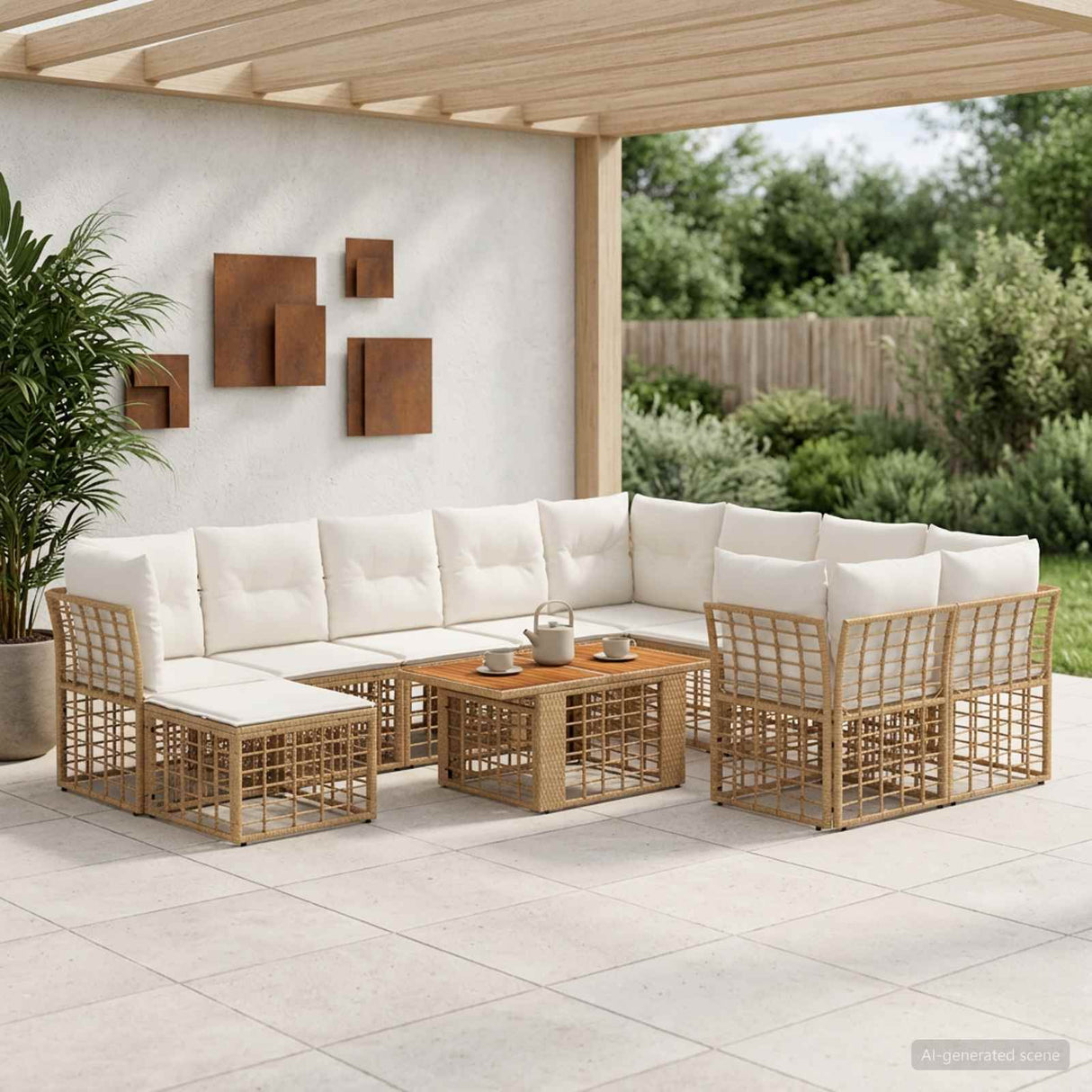 vidaXL Tuinbank Set 11 st Zwart en Donkergrijs poly rattan