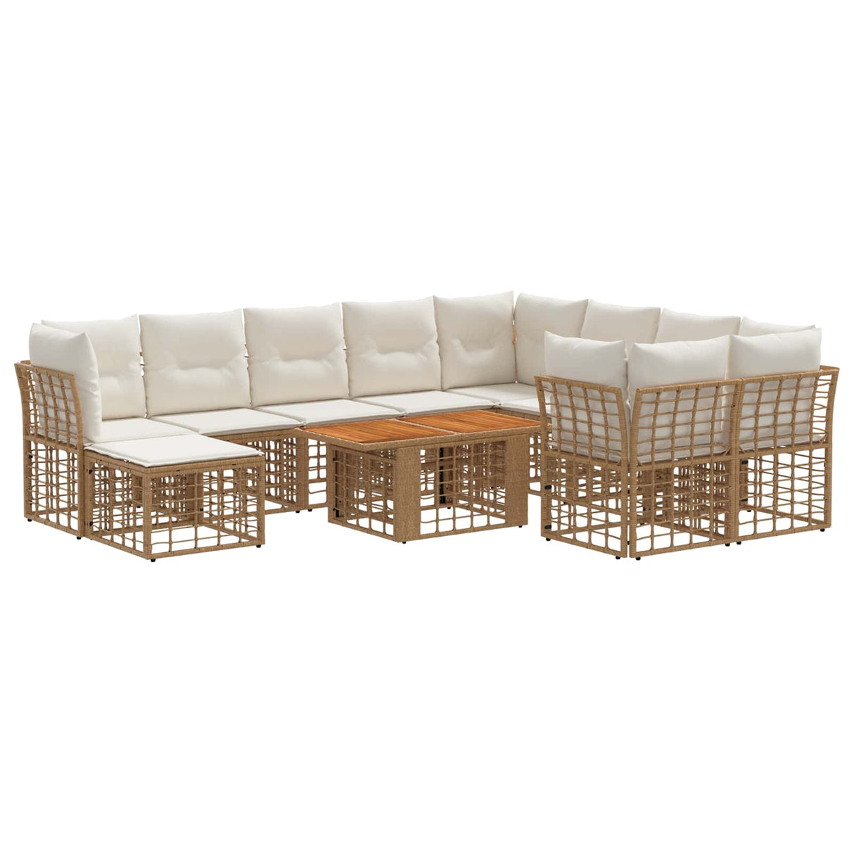 vidaXL Tuinbank Set 11 st Zwart en Donkergrijs poly rattan