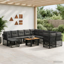 vidaXL Tuinbank Set 12 st Zwart en Donkergrijs poly rattan