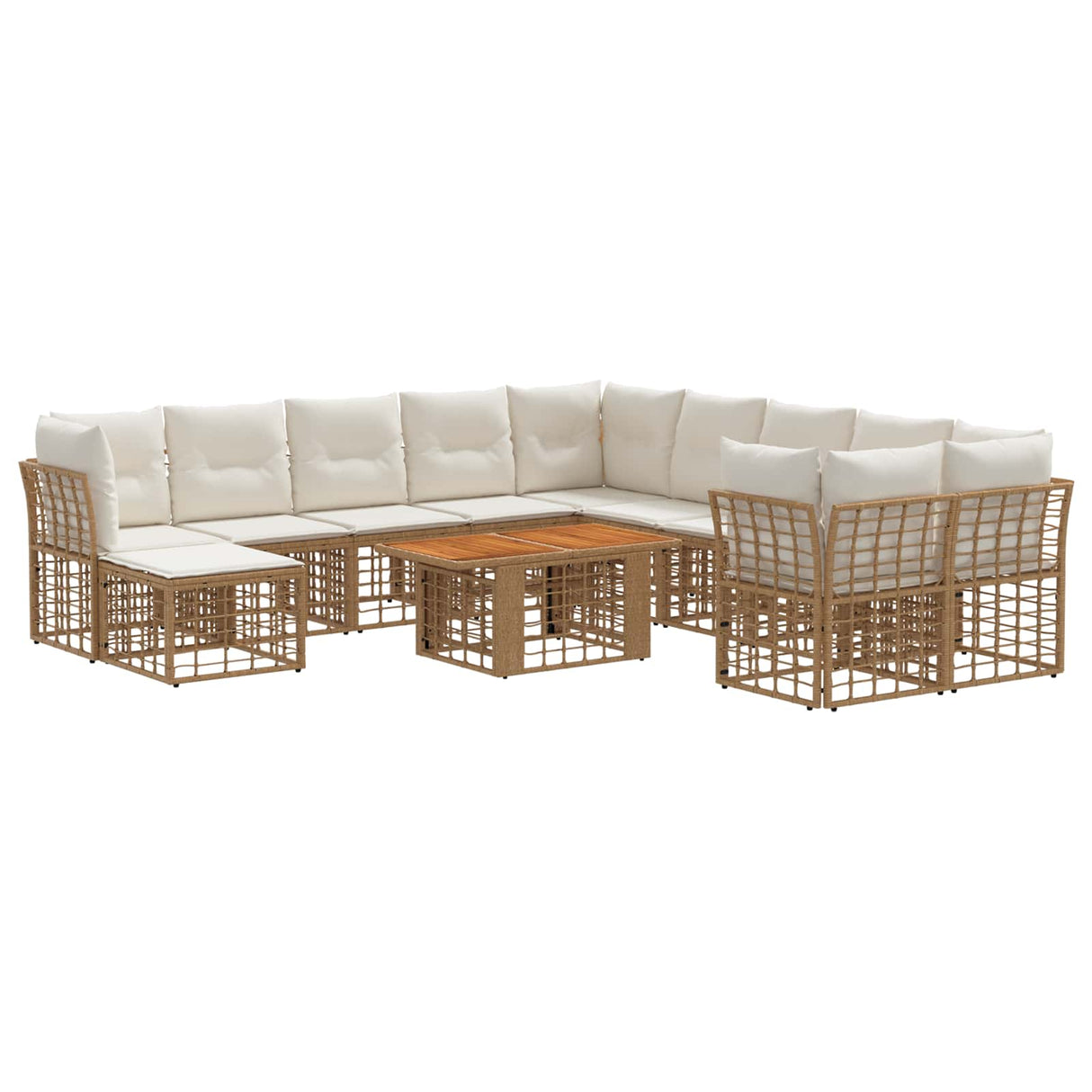 vidaXL Tuinbank Set 12 st Zwart en Donkergrijs poly rattan