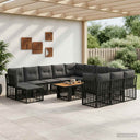 vidaXL Tuinbank Set 13 st Zwart en Donkergrijs poly rattan