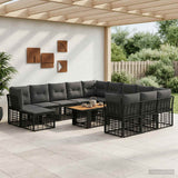 vidaXL Tuinbank Set 13 st Zwart en Donkergrijs poly rattan