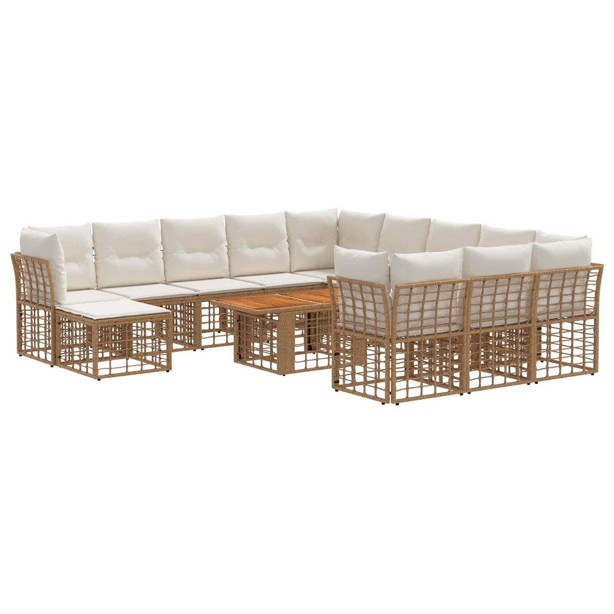 vidaXL Tuinbank Set 13 st Zwart en Donkergrijs poly rattan