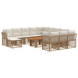vidaXL Tuinbank Set 13 st Zwart en Donkergrijs poly rattan