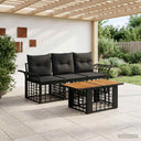 vidaXL Garden Sofa Set 4 pcs Black and Dark Grey Poly Rattan