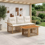 vidaXL Garden Sofa Set 4 pcs Black and Dark Grey Poly Rattan