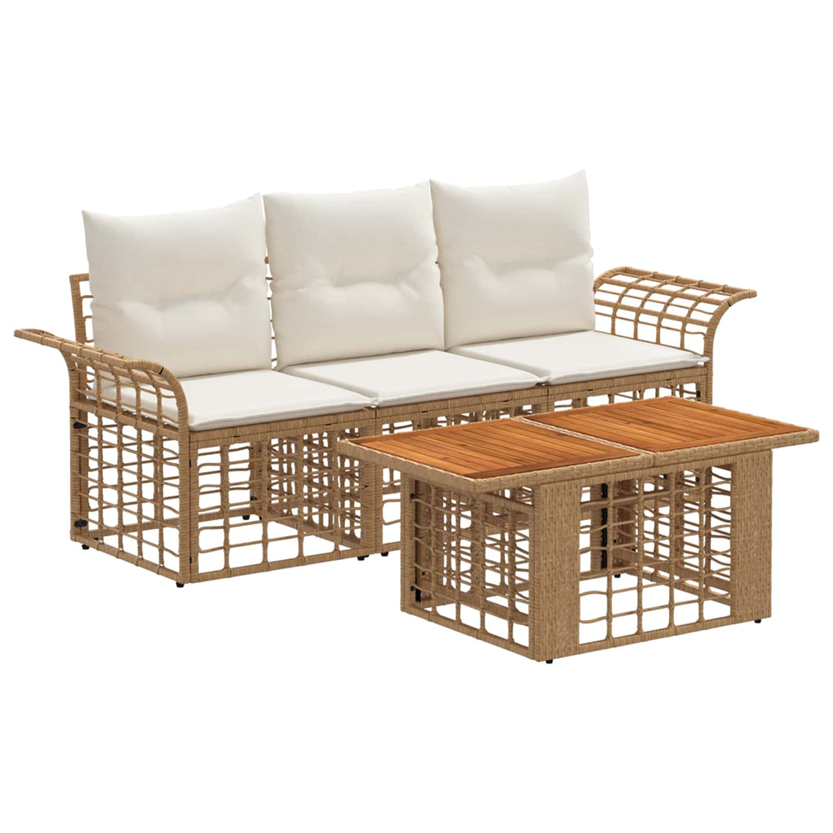 vidaXL Garden Sofa Set 4 pcs Black and Dark Grey Poly Rattan