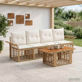 vidaXL Tuinbank Set 5 st Zwart en Donkergrijs poly rattan