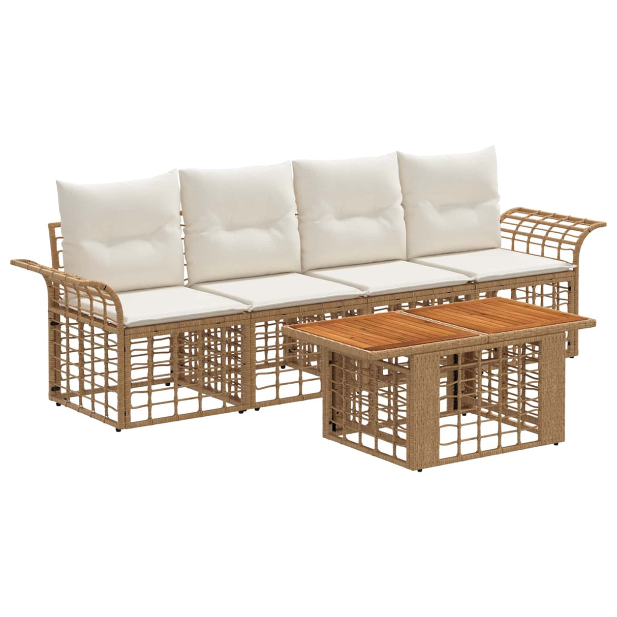 vidaXL Tuinbank Set 5 st Zwart en Donkergrijs poly rattan
